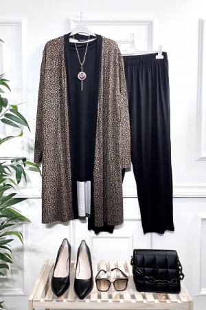 Kumru Pamuk Penye Viskon Üçlü Takım-Kahve Puanlı