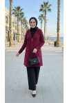 İlayda Kapüşonlu İki İplik Likralı Penye Kap-Bordo