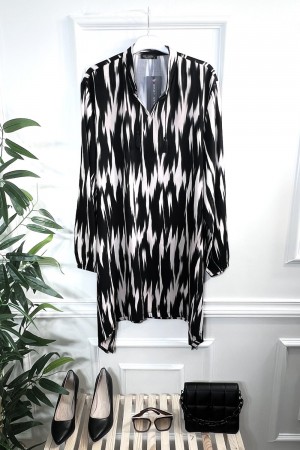 Ahenk Bağcıklı Pamuk Viskon Tunik - Siyah Şimşek Ahenk Bağcıklı Pamuk Viskon Tunik - Siyah Şimşek