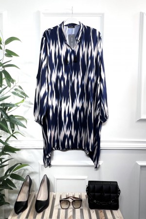 Ahenk Bağcıklı Pamuk Viskon Tunik -Lacivert Şimşek Ahenk Bağcıklı Pamuk Viskon Tunik -Lacivert Şimşek