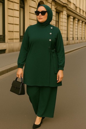 Kruvaze Yandan Bağlamalı Ayrobin Takım - Zümrüt