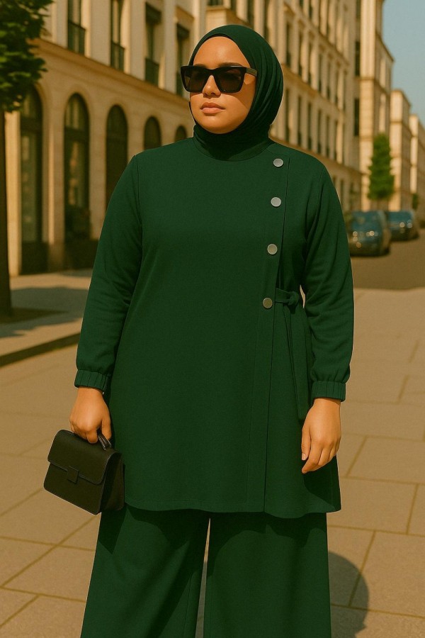 Kruvaze Yandan Bağlamalı Ayrobin Takım - Zümrüt