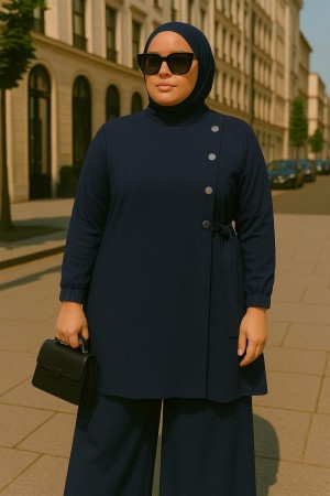 Kruvaze Yandan Bağlamalı Ayrobin Takım - Lacivert