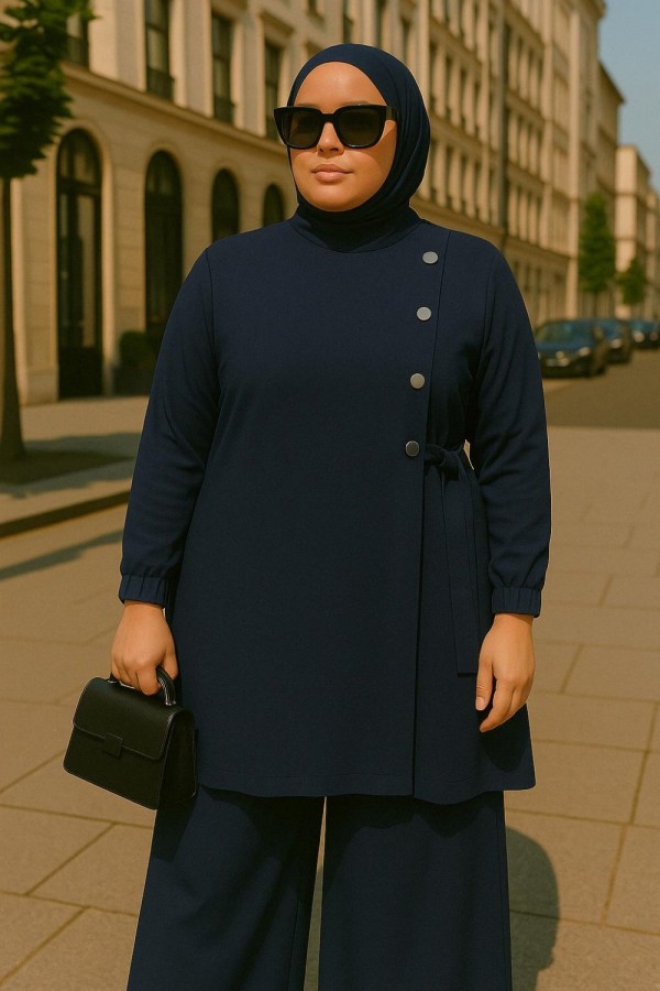 Kruvaze Yandan Bağlamalı Ayrobin Takım - Lacivert