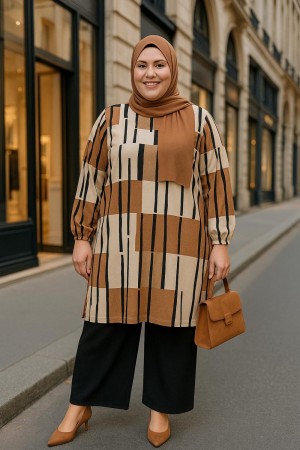 Alev Full Esnek Likralı Penye Viskon İkili Takım-Taş Dikine Çizgi