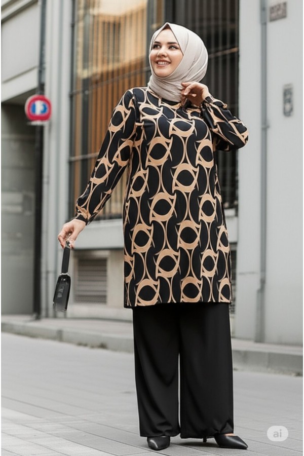 Alev Full Esnek Likralı Penye Viskon İkili Takım-Siyah Kahve Halka Alev Full Esnek Likralı Penye Viskon İkili Takım-Siyah Kahve Halka