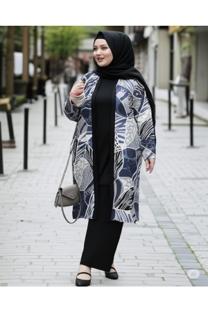 Kumru Pamuk Penye Viskon Üçlü Takım-Gri Deniz