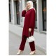 Duru Düğme Detaylı Yakalı Ayrobin Takım -Bordo Duru Düğme Detaylı Yakalı Ayrobin Takım -Bordo