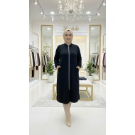 Kumsal İki İplik Kuşgözü Detaylı Kap - Siyah