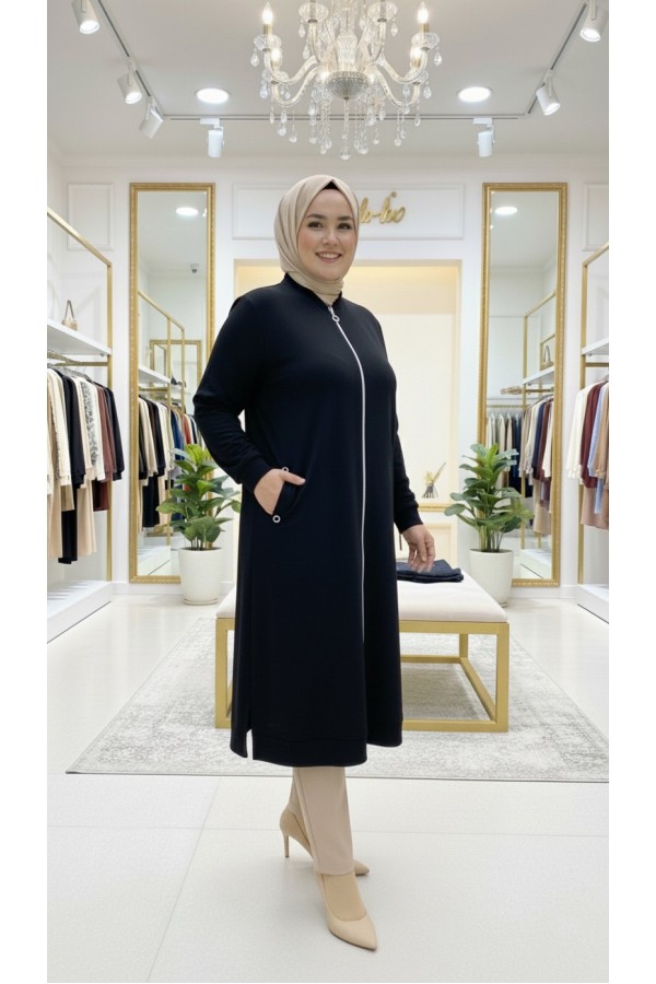 Kumsal İki İplik Kuşgözü Detaylı Kap - Siyah