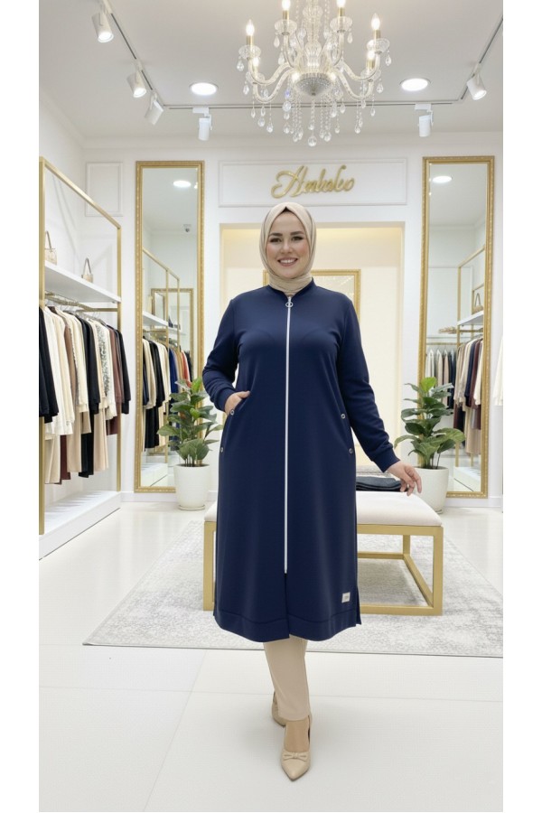 Kumsal İki İplik Kuşgözü Detaylı Kap - Lacivert