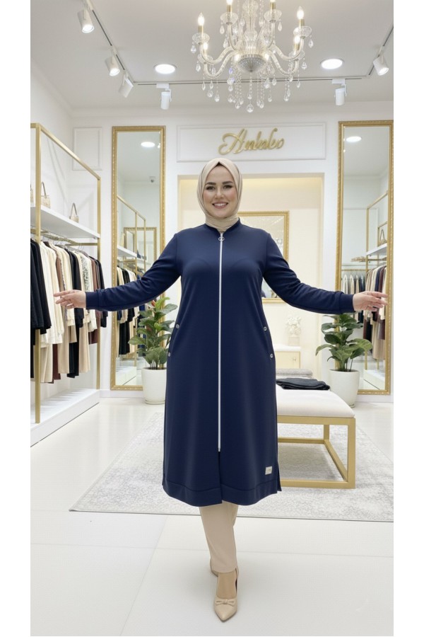 Kumsal İki İplik Kuşgözü Detaylı Kap - Lacivert