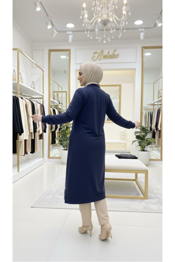 Kumsal İki İplik Kuşgözü Detaylı Kap - Lacivert