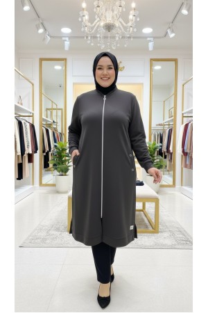 Kumsal İki İplik Kuşgözü Detaylı Kap - Antrasit