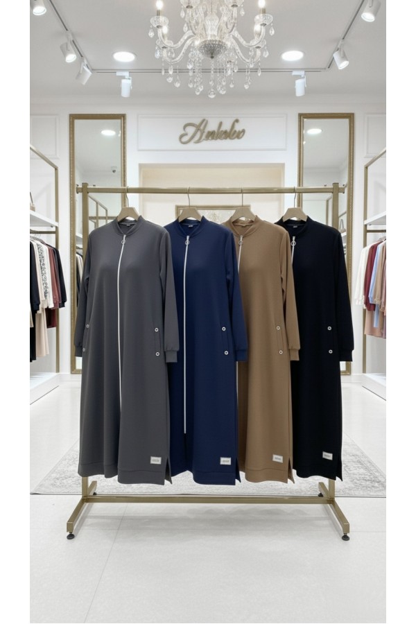 Kumsal İki İplik Kuşgözü Detaylı Kap - Antrasit