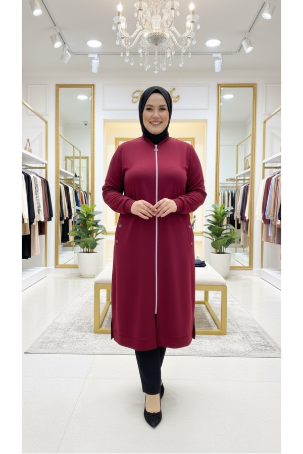 Kumsal İki İplik Kuşgözü Detaylı Kap - Bordo