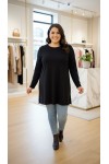 Ahu Oyşo İki İplik Penye Tunik - Siyah 