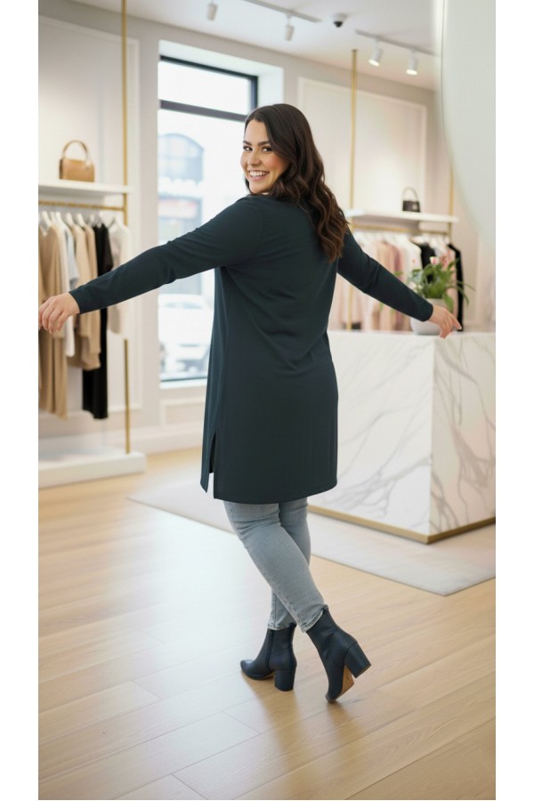 Ahu Oyşo İki İplik Penye Tunik - Antrasit