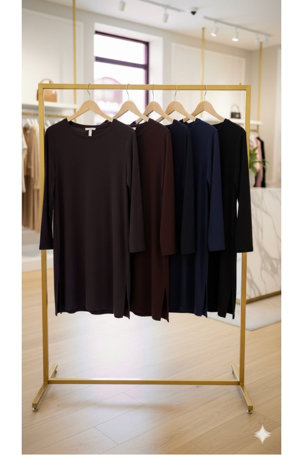 Ahu Oyşo İki İplik Penye Tunik - Mürdüm