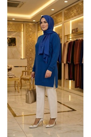 Şeyma Full Likralı Esnek Tunik - İndigo