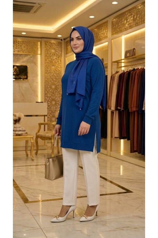 Şeyma Full Likralı Esnek Tunik - İndigo