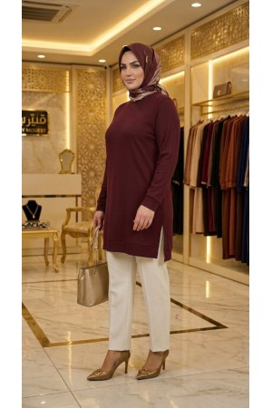 Şeyma Full Likralı Esnek Tunik - Vişne 