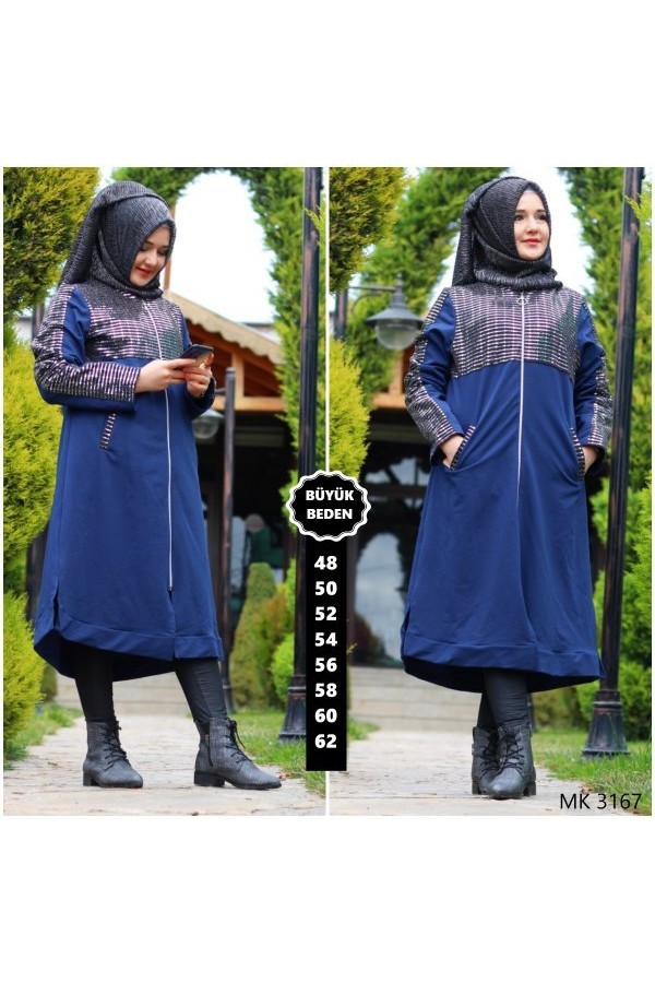 Büyük Beden Pul Payetli Kap Mavi Büyük Beden Pul Payetli Kap Mavi