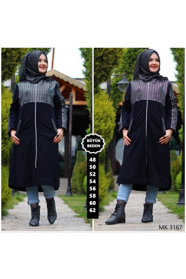 Büyük Beden Pul Payetli Kap Lacivert Büyük Beden Pul Payetli Kap Lacivert