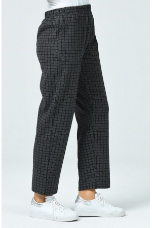 Büyük Beden Cepli Kışlık Lastikli Kaşe Pantolon Füme Kareli Büyük Beden Cepli Kışlık Lastikli Kaşe Pantolon Füme Kareli