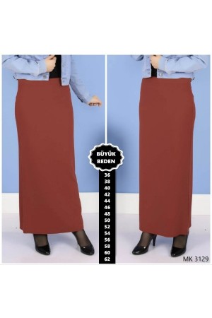 Büyük Beden Likralı Kalem Etek  Kiremit