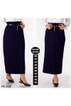Büyük Beden Dabıl Krep Piliseli Kalem Etek  Lacivert