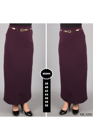 Kemerli Astarlı Kalem Etek Mürdüm Kemerli Astarlı Kalem Etek Mürdüm