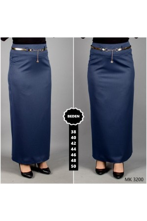 Kemerli Astarlı Kalem Etek Petrol Mavi Kemerli Astarlı Kalem Etek Petrol Mavi