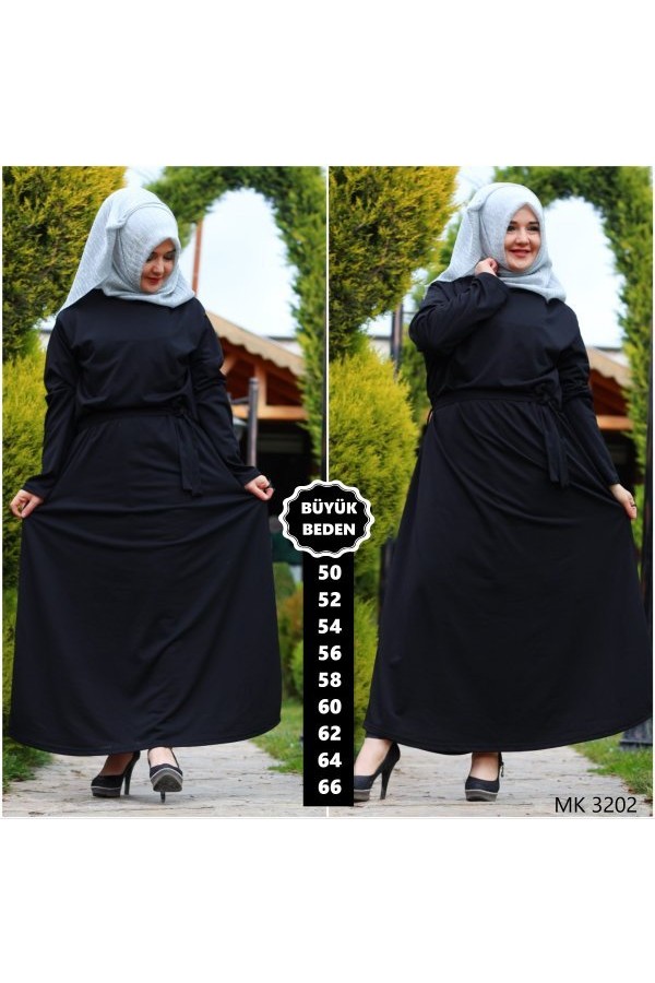 Büyük Beden Baskılı Krep Kumaş Elbise 66 Bedene Kadar Siyah Büyük Beden Baskılı Krep Kumaş Elbise 66 Bedene Kadar Siyah