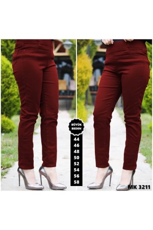 Büyük Beden Yüksel Bel Likralı Gabardin Kanvas Pantolon Bordo Büyük Beden Yüksel Bel Likralı Gabardin Kanvas Pantolon Bordo