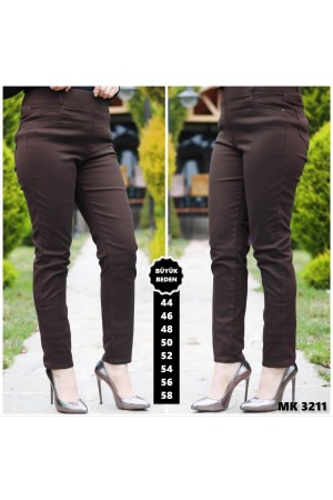Büyük Beden Yüksel Bel Likralı Gabardin Kanvas Pantolon Koyu Kahve Büyük Beden Yüksel Bel Likralı Gabardin Kanvas Pantolon Koyu Kahve