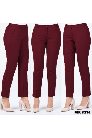 Büyük Beden Beli Kemerli Cepli Klasik Kumaş Pantolon Bordo Büyük Beden Beli Kemerli Cepli Klasik Kumaş Pantolon Bordo