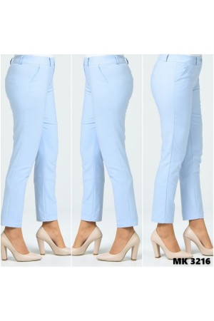 Büyük Beden Beli Kemerli Cepli Klasik Kumaş Pantolon Bebe Mavi Büyük Beden Beli Kemerli Cepli Klasik Kumaş Pantolon Bebe Mavi