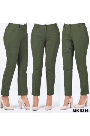 Büyük Beden Beli Kemerli Cepli Klasik Kumaş Pantolon Haki Büyük Beden Beli Kemerli Cepli Klasik Kumaş Pantolon Haki