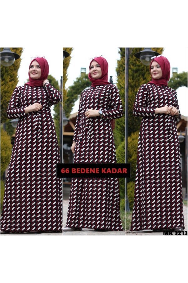 Büyük Beden Baskılı Krep Kumaş Elbise64 bedene kadar mevcutBordo Piramit Büyük Beden Baskılı Krep Kumaş Elbise64 bedene kadar mevcutBordo Piramit