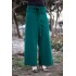 Beli Lastikli Kuşaklı Bol Paça Pantolon  Zümrüt