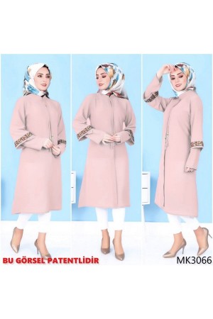 Parçalı Çift Kol Görünümlü Tunik  Pudra