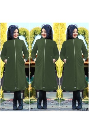 Büyük Beden Fermuarlı Tarz Spor Kap  Haki