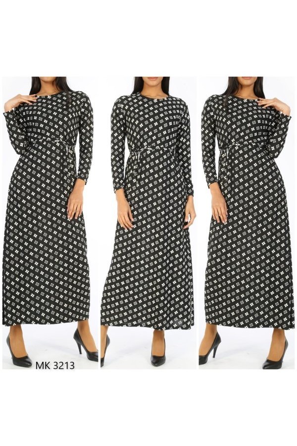 Büyük Beden Baskılı Krep Kumaş Elbise 64 bedene kadar mevcut Lv Desen Büyük Beden Baskılı Krep Kumaş Elbise 64 bedene kadar mevcut Lv Desen