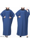Büyük Beden Yarasa Kol İncili Giyçık Ferace Elbise  Petrol Mavi