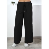 Bol Paça İthal Yüksek Bel Ayrobin Pantolon  Siyah