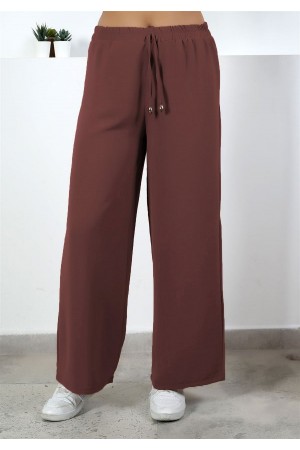 Bol Paça İthal Yüksek Bel Ayrobin Pantolon  Tarçın