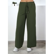 Bol Paça İthal Yüksek Bel Ayrobin Pantolon  Haki