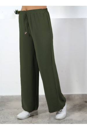 Bol Paça İthal Yüksek Bel Ayrobin Pantolon Haki Bol Paça İthal Yüksek Bel Ayrobin Pantolon Haki