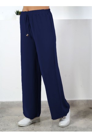 Bol Paça İthal Yüksek Bel Ayrobin Pantolon Lacivert Bol Paça İthal Yüksek Bel Ayrobin Pantolon Lacivert